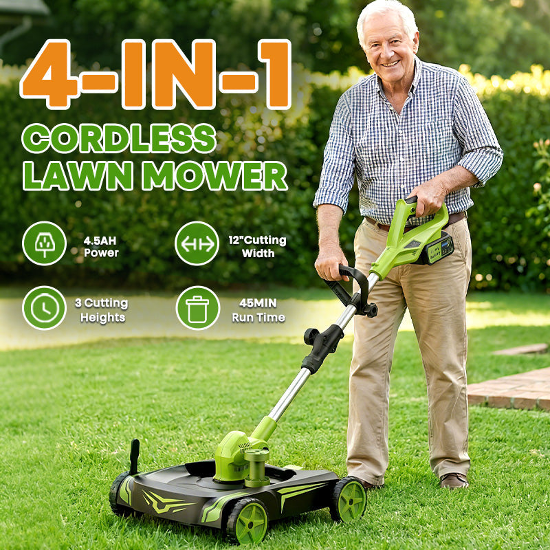 12-Inch Electric Weed Wacker & Eater with Detachable 4-Wheel Base