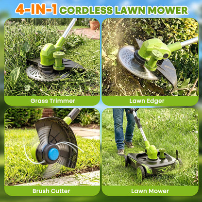 12-Inch Electric Weed Wacker & Eater with Detachable 4-Wheel Base