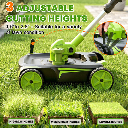 12-Inch Electric Weed Wacker & Eater with Detachable 4-Wheel Base